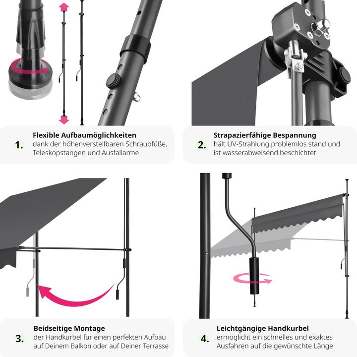 Immagine prodotto tectake Tenda da sole a morsetto (3 m)