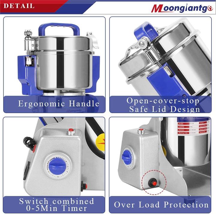 Immagine prodotto Moongiantgo Mulino elettrico per cereali da 400 g (1800 W)