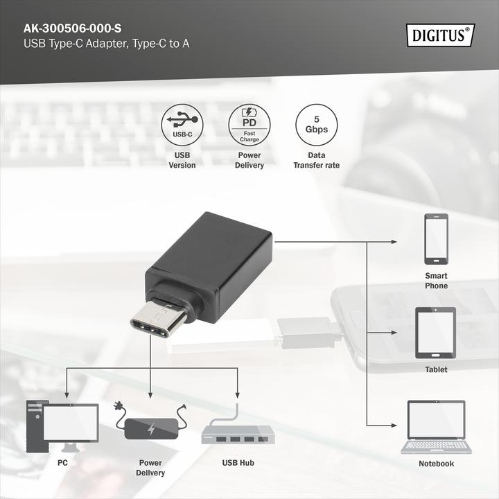 Image du produit Digitus AK-300506-000-S (USB-A, USB-C, 19.70 cm)