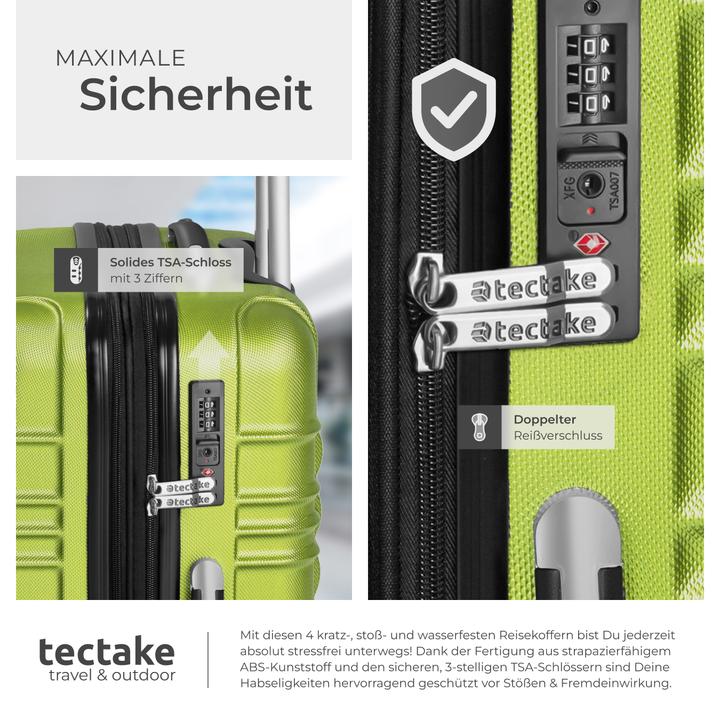 Immagine prodotto tectake Set di valigie rigide (106 l, Bagaglio a mano (fino a 50 litri), M (50 - 90l), L (90 - 115l))