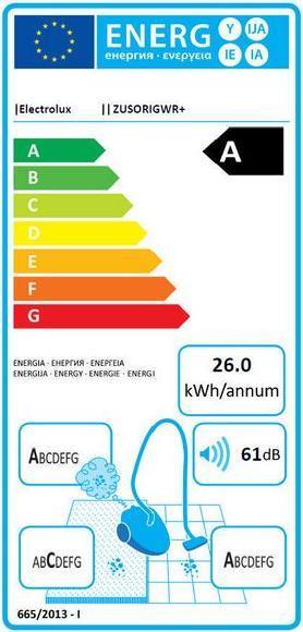 Energie-Label Electrolux Ultra Silencer ZUSORIGWR+