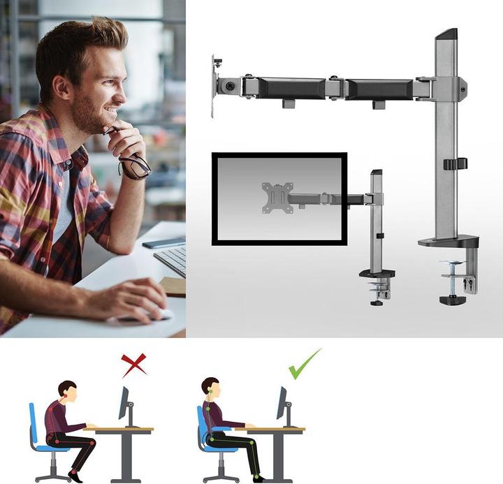 Produktbild Monitor Desk Mount, 1 screen up to 32ö, gray (Tisch, 32")