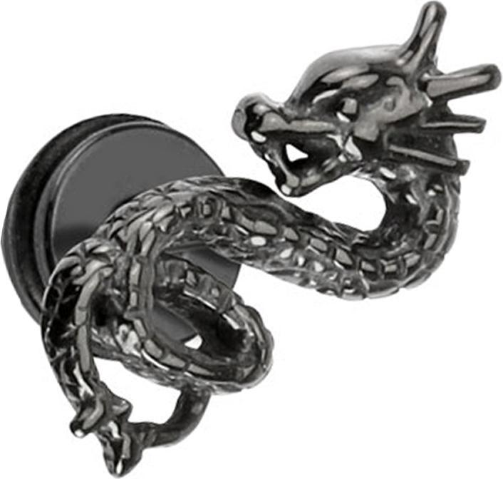 Star Piercing Fake Plug Drachen schwarz (ohne Messing, Chirurgenstahl 316L)