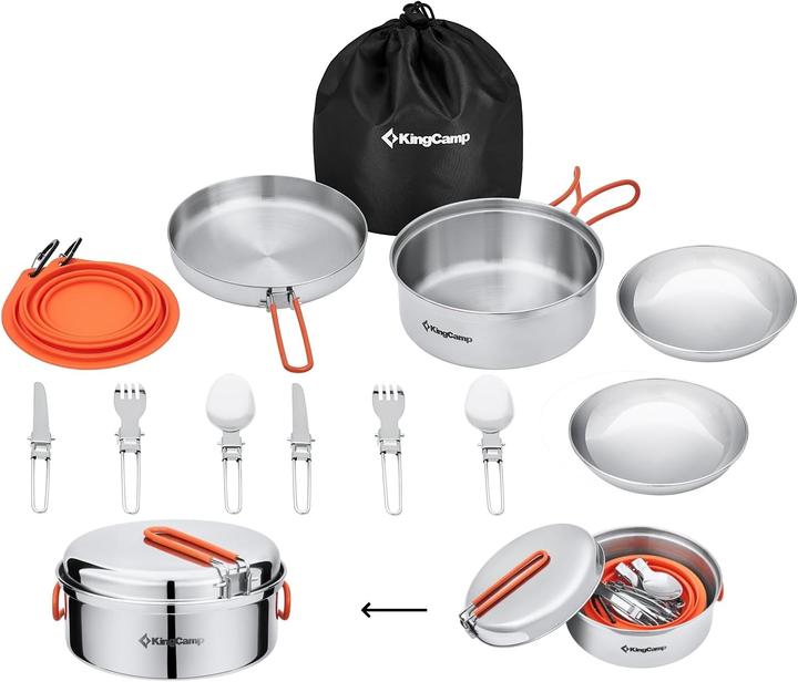 Actual product image Kingcamp Camping Cookware Set (17pcs, 2 people)