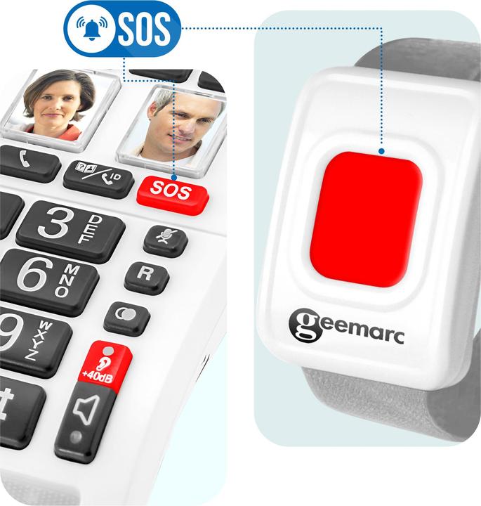 Image du produit Geemarc CL610 Téléphone d'urgence filaire avec bracelet SOS