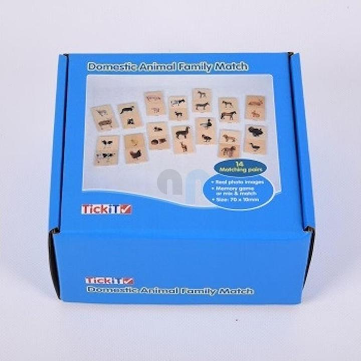 Image du produit TickiT Jeu de paires d'images d'animaux domestiques (Mémo) en bois (28 pièces) (Français, Allemand, Anglais, Italien)