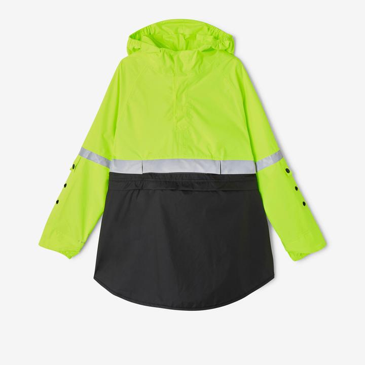 Produktbild Btwin Fahrrad Regenponcho Sichtbarkeit Tag und Nacht Kinder schwarz/neongelb (140)