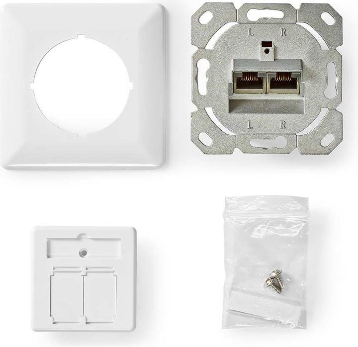 Produktbild Nedis Netzwerk-Wanddose | Unterputz | 2-Port port(s) | CAT6 | Gerade | Buchse | Vergoldet | PVC | We