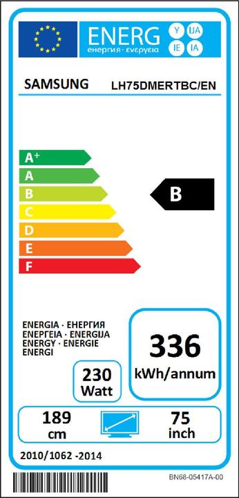 Energy Label Samsung Dm75e (1920 x 1080 pixels, 75")