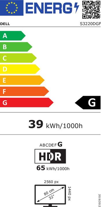 Energie-Label Dell S3220DGF (2560 x 1440 Pixel, 31.50")