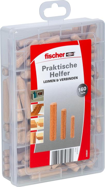 Produktbild Fischer Praktische Helfer Leimen & Verbinden, Sortimentbox mit 160 Holzdübeln, Set für sichere Verbi (1 Stk.)