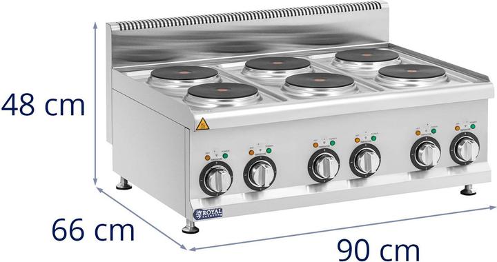 Produktbild Royal Catering Elektroherd Gastro 12 kW 6 Kochplatten je Ø 19 cm 3 Heizstufen Tisch-Herdplatten