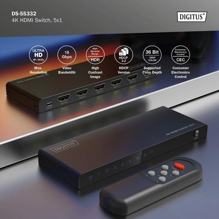 Produktbild Digitus 4K HDMI Switch, 5x1