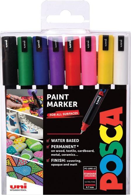 Produktbild Posca Extra Fine Marker PC-1MR Fineliner Etui 8 Stk Assorted (Mehrfarbig, 0.70 mm, 8 x)