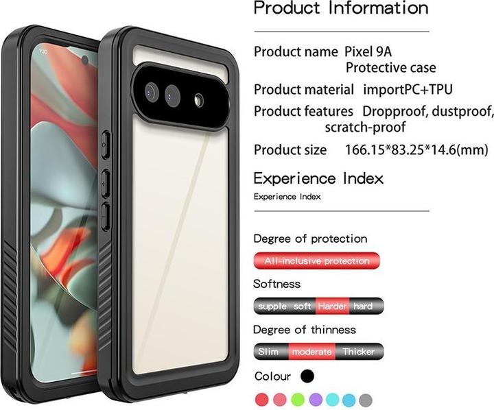 Produktbild Redpepper Google Pixel 9A - IP68 FS Series Wasserdichtes Outdoor Case, schwarz (Google Pixel 9a)