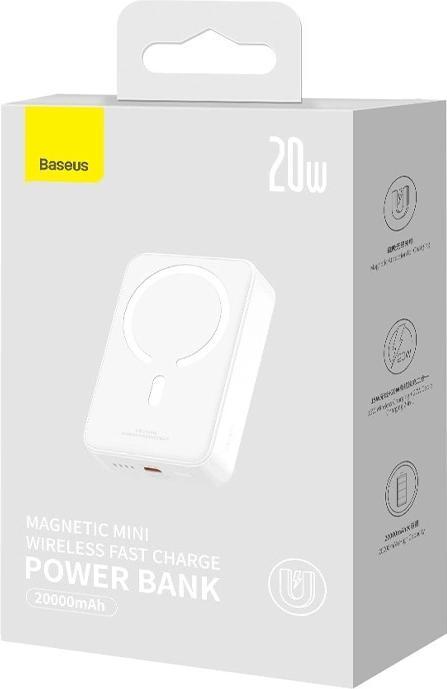 Productafbeelding Baseus Powerbank Magnetic Mini 20000mAh 20W (wit) (20000 mAh, 20 W, 74 Wh)