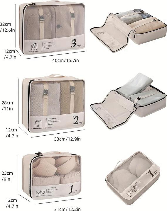 Immagine prodotto Only-Bags.Store 7 pezzi di cubi da imballaggio per valigie, organizzatore di bagagli leggeri, scarpe da imballaggio