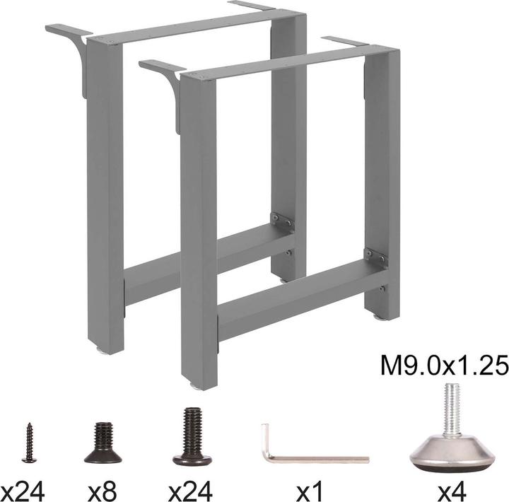 Immagine prodotto Wiltec Runner da tavolo 64x40cm grigio verniciato a polvere Telaio del tavolo Gambe da tavolo Tavolo