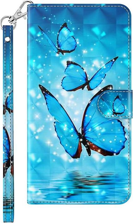 Produktbild Cover-Discount iPhone 15 - Etui Glitzer Effekt Schmetterling blau (Apple iPhone 15)