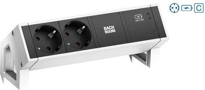 Produktbild Bachmann DESK 2 2x Steckdose 1x USB-C Charger 60W 1x CM (902.937), weiss (2 x, CEE 7/3, 0.20 m)