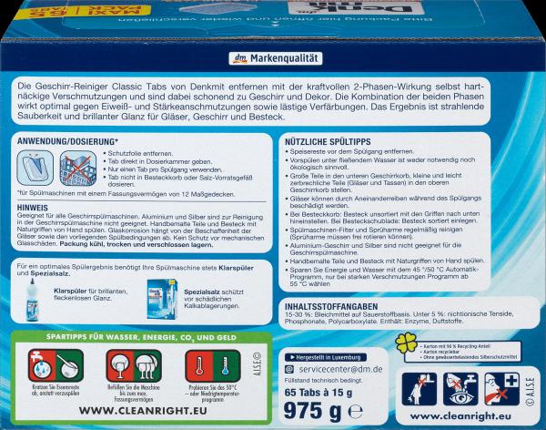 Produktbild dm Denkmit Spülmaschinen-Tabs Classic (Tabs, 65 Waschgänge)