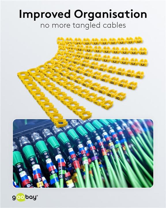 Actual product image Goobay cable marker clips "Letters A-C", for cable diameters up to 6 mm, 6 mm