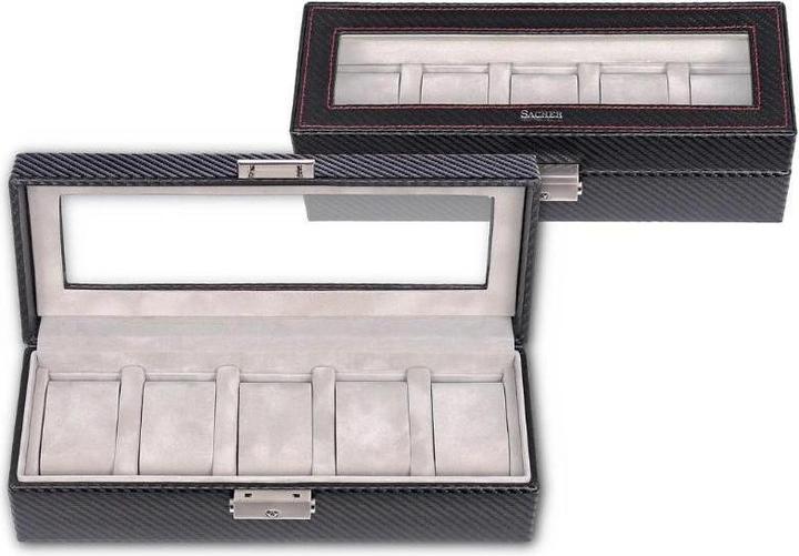 Produktbild Sacher 1115.380421 - Uhrenetui für 5 Uhren carvon schwarz (Leder)
