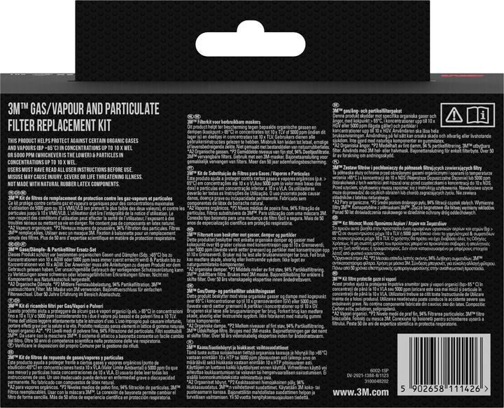 Immagine prodotto 3M Filtro di ricambio per respiratore semimaschera 6002C (A2P2, 2 x)