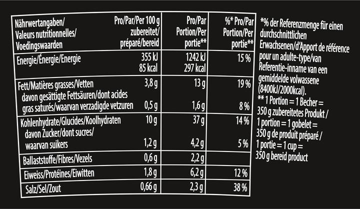 Nährwerte und Zutaten Knorr Asia Noodles Vegetable Becher Instant Nudeln Asiatisch Snack Gemüsegeschmack in 3 Minuten zubereitet (79 g)