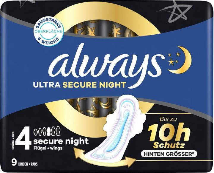 Always Ultra Binde Secure Night with wings (9 x, Sanitary pads)