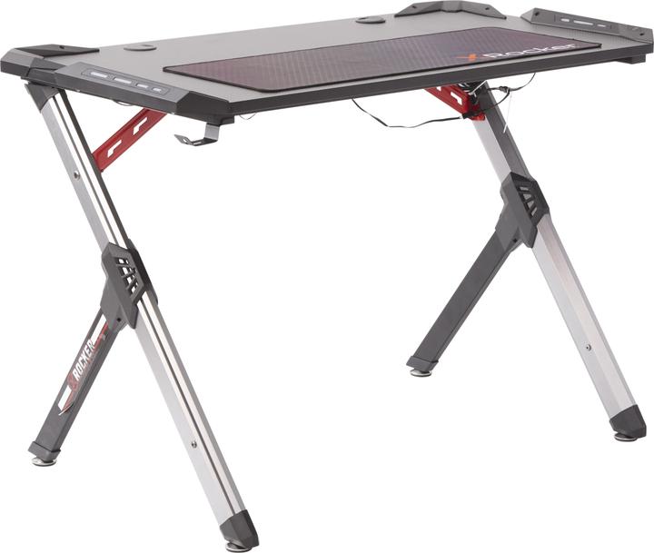 X Rocker lynx ultimate gaming desk with vibrant rgb led side lighting