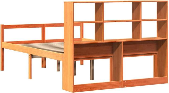 Produktbild VidaXL Massivholzbett Holzbett Bett Doppelbett mit Regal ohne Matratze 160x200cm (160 x 200 cm)
