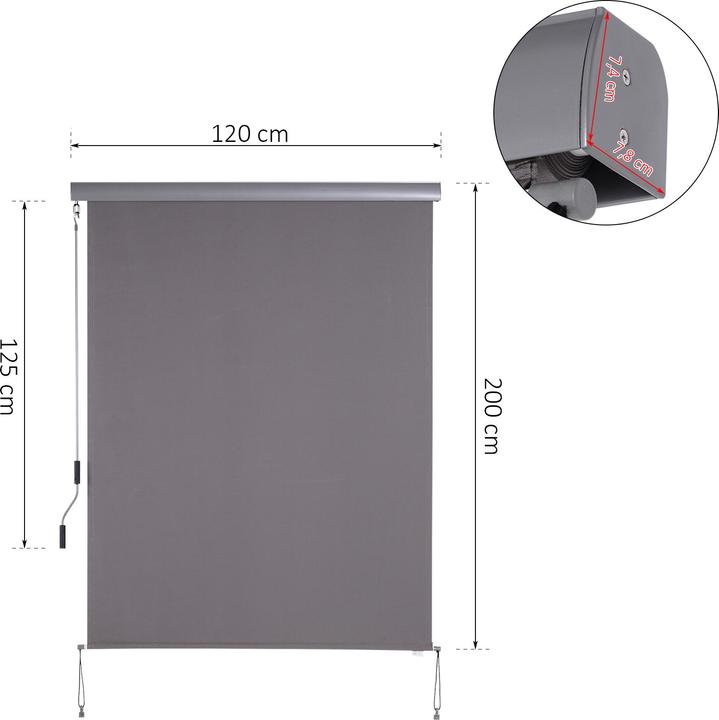 Immagine prodotto Outsunny Tenda a rullo con manovella (120 x 200 cm)