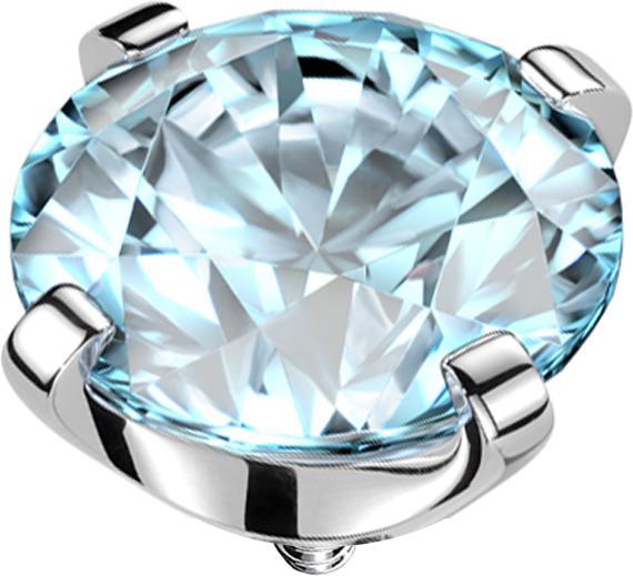 Star Piercing Dermal Anchor silber Kristall aqua gefasst (ohne Messing, Titan G23)
