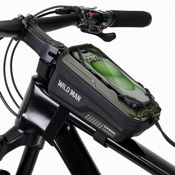 Wildman Bicycle accessory traveling bag for bike frame with zipper 1L (4 "- 7") GX200 green (1 l, Frame bag)