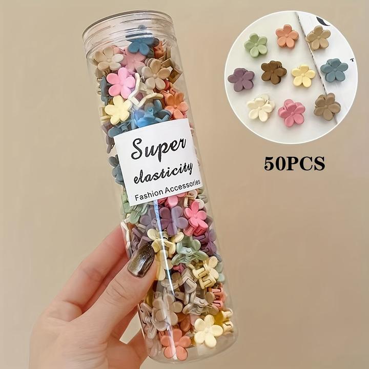 Actual product image Activity Board 50 Stück niedliche blumenförmige Haarkrallen für den täglichen Gebrauch - Kaninchenklammern in (50 pcs.)