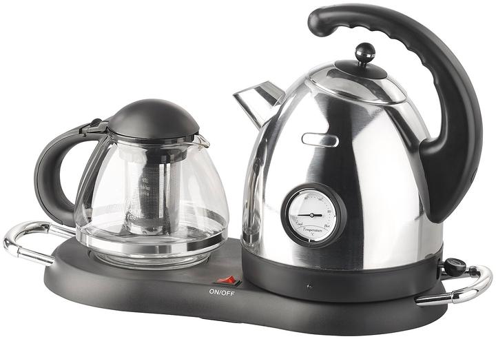 Produktbild Rosenstein & Söhne Edelstahl-Wasserkocher mit Teekanne (1.70 l, EU-Stecker)