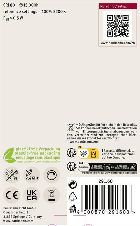Actual product image Paulmann Globe Zigbee filament (E27, 6 W, 470 lm, 1 x, G)