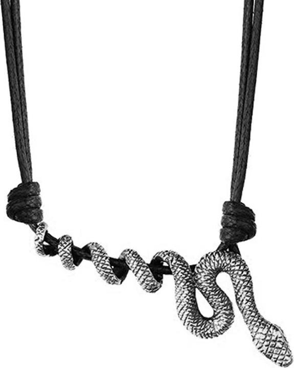 Star Piercing Halskette schwarz Anhänger silber Schlange (Messing)