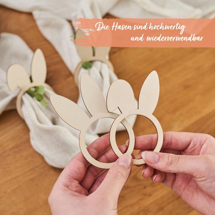 Produktbild Papierdrachen 12 Hasenohren Serviettenringe – Holz (12 x)