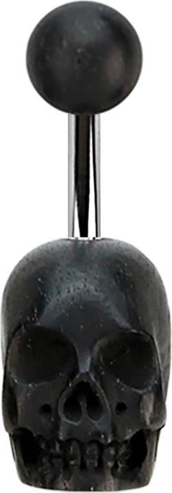 Star Piercing Banane silber aus Areng Holz mit Totenkopf (ohne Messing, Chirurgenstahl 316L, Organisch)