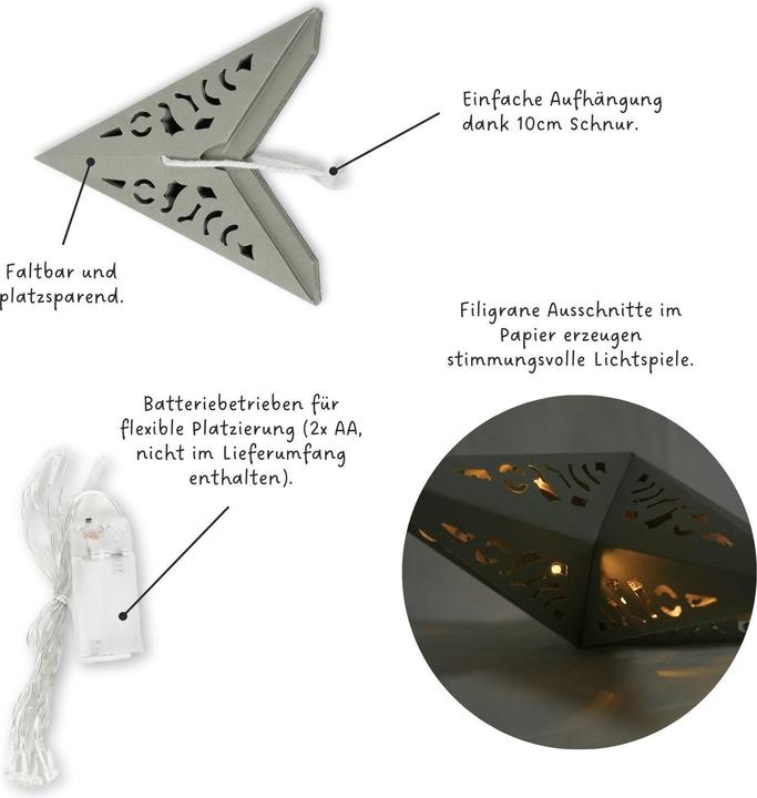 Immagine prodotto Hermex Stella di Natale a LED Stella appesa illuminazione lanterna Stella pieghevole