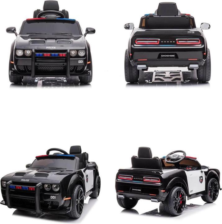 Produktbild Es-toys Kinderfahrzeug - Elektro Auto "Dodge Challenger Polizei" Lizenziert - 12V7A Akku,2 Motoren- 2,4Ghz + (12 V)