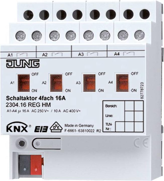 Image du produit JUNG Actionneur de commutation KNX REG 4TE 4sorties 16A 3680W 2304.16REGHM (Actionneur de commutation)