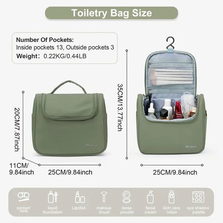 Actual product image Only-Bags.Store Casual Style grosse Kapazität Kosmetikkoffer, Nylon Kulturtasche mit mehreren Taschen, langlebig (9.80 l)