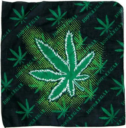 Trendart Bandana Kopftuch/Halstuch, Hanfblatt schwarz/grün