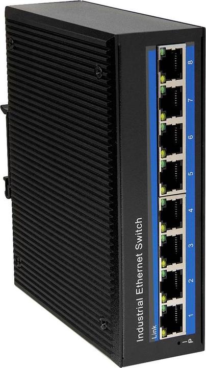 Produktbild LogiLink NS201 Industrieller Fast Ethernet Switch 8-Port 10/100 Mbps Hutschienenmontage PoE (8 Ports)