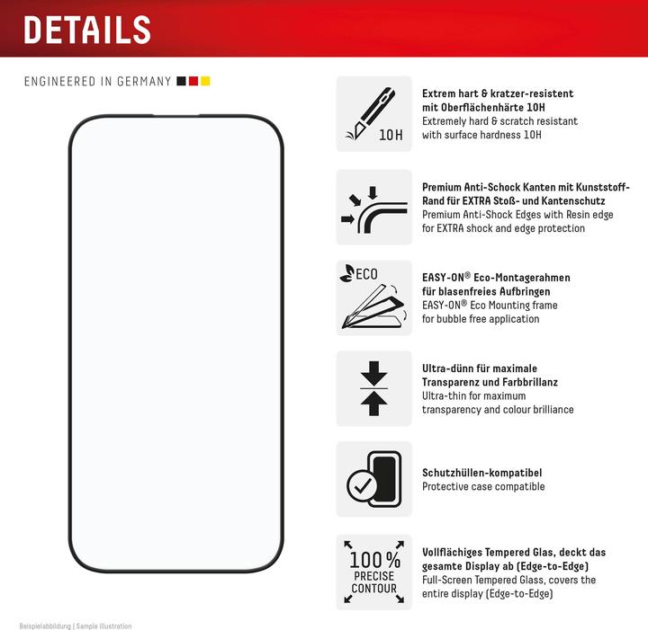 Nährwerte und Zutaten Displex Premium Glass, Full Cover Panzerglas (1 Stück, Apple iPhone 16)