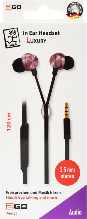Produktbild 2GO Metallic InEar Headset 3,5mm Stereo, silber/rot (Kabelgebunden)