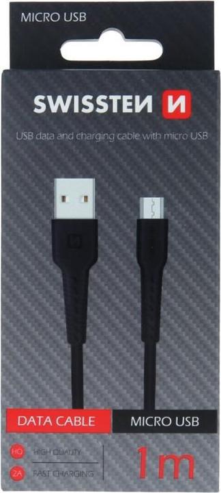 Produktbild Swissten USB Auf Micro USB 1.0m Schwarzes Datenkabel (1 m, USB 1.0)